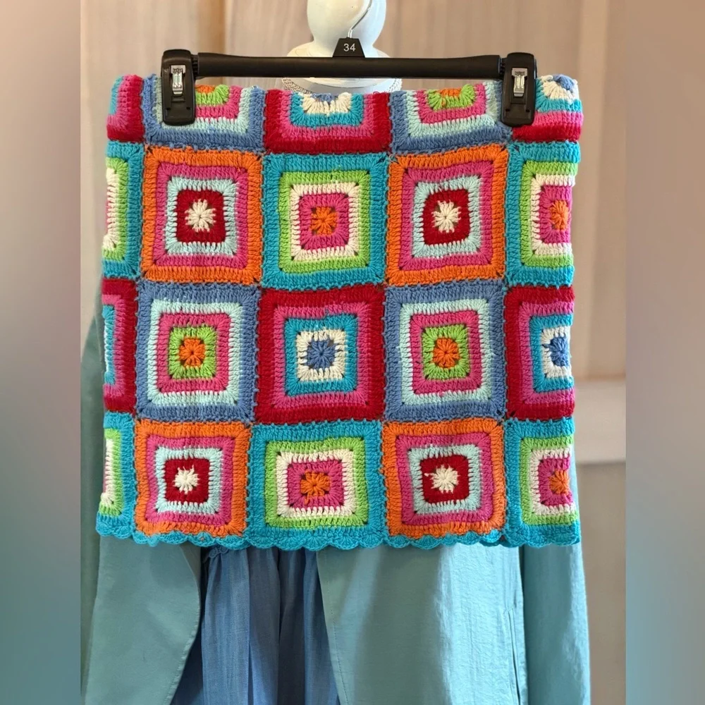 Show Me Your Mumu Crochet Pisces Micro Mini Skirt. Women’s Sz-S Vibrant | Retro - Picture 2 of 8
